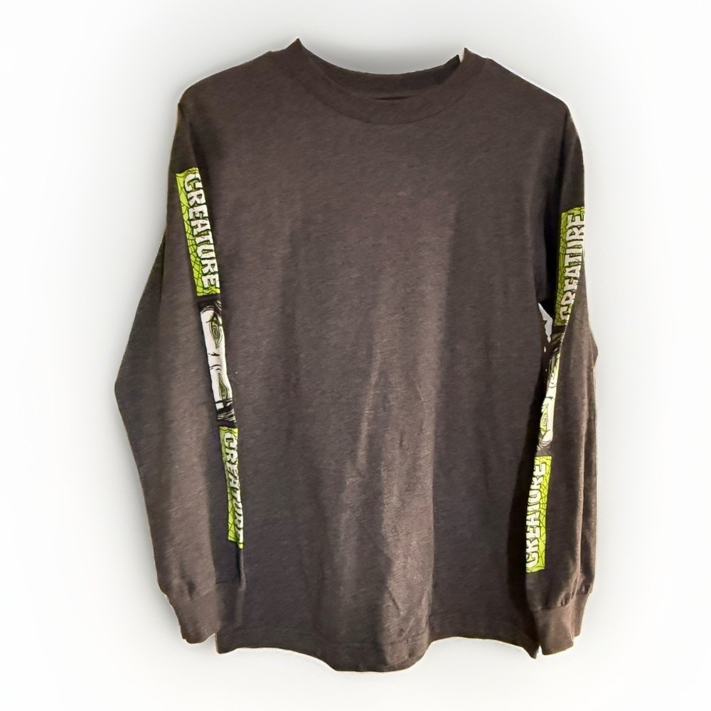 Creature Skateboards Horror Feature Long Sleeve Graphic Tee Dark Gray Shirt S